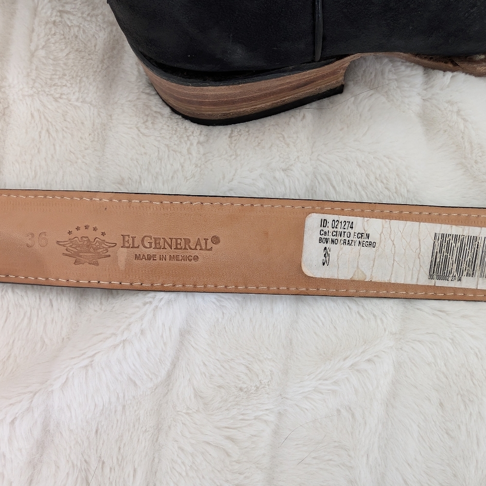White Diamond Black Cowboy Boots with Red Floral Embroidery Size 6.5 & Belt - Picture 10 of 13